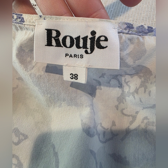 Rouje Bleu Flavie Button Down Pearl Floral Pastel Top Size 38 - Picture 9 of 10